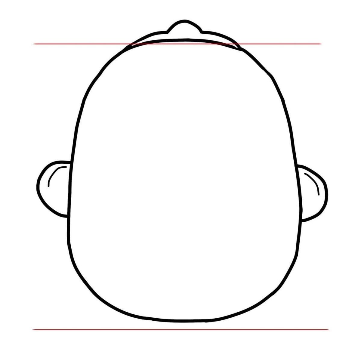 normální symetrický tvar lebky dítěte.