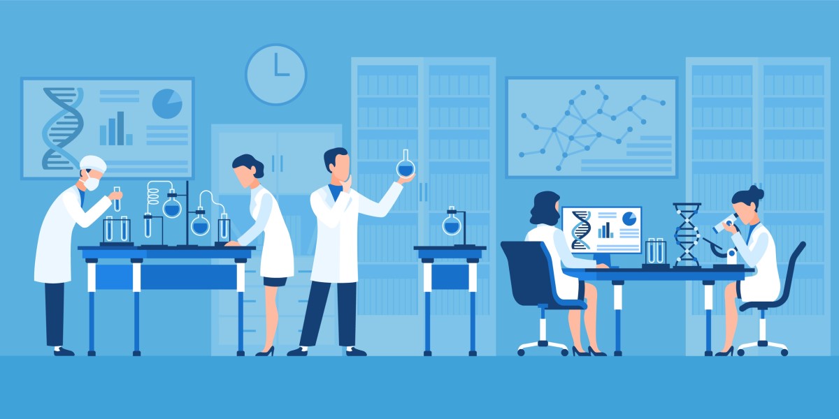 Vývoj a výzkum léčiv v laboratoři - animované zobrazení