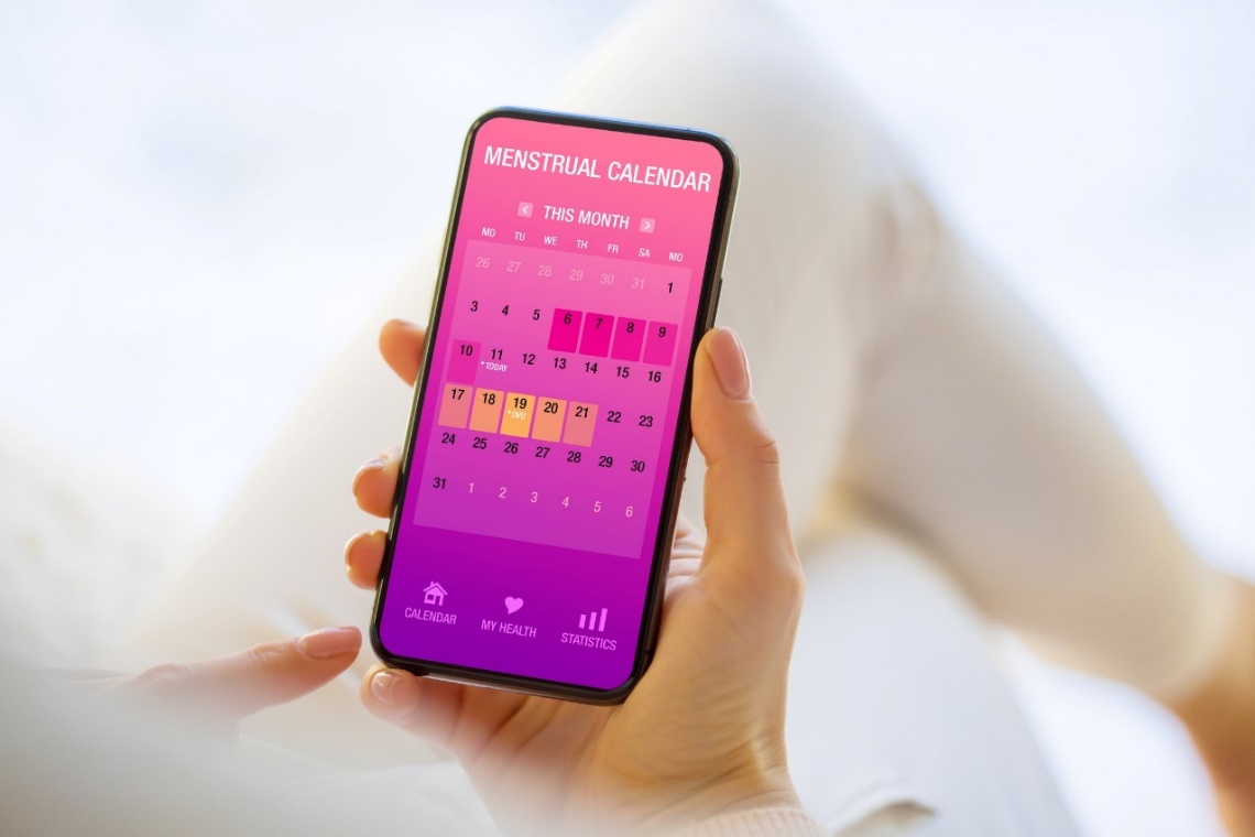 Menstruační kalendář - typ mobilní aplikace pro výpočet menstruace, ovulace a plodného období ženy.